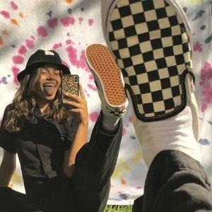 VANS Classic Checkerboard Slip-Ons Unisex Black and White sz 12 W sz 10.5 M